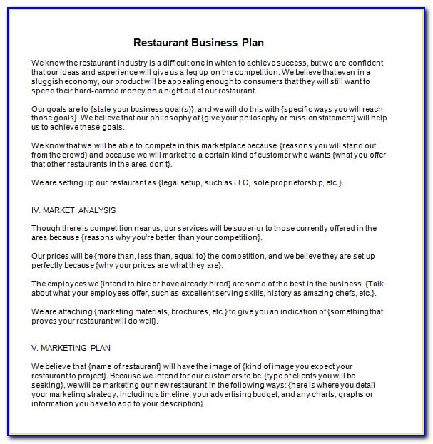 Restaurant Business Plans Templates