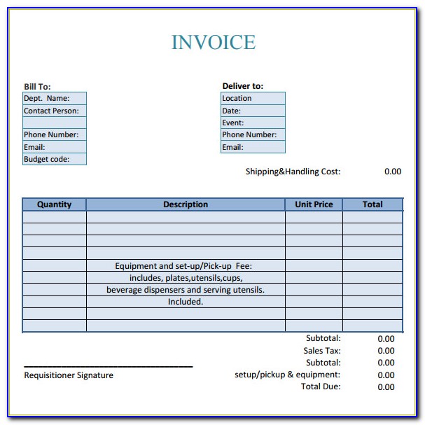 Restaurant Invoice Format In Excel