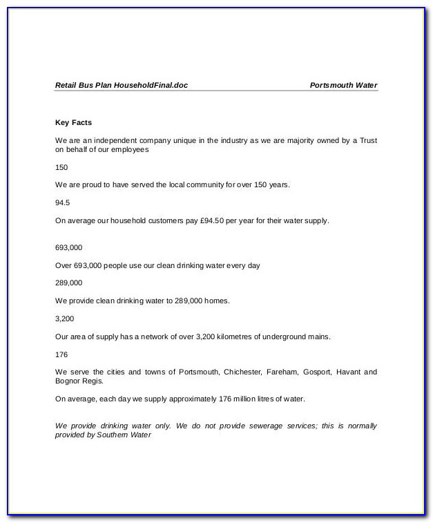 Retail Business Plan Template Word