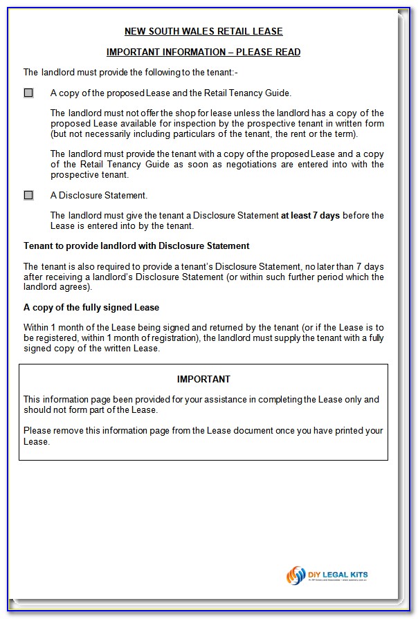 Retail Lease Agreement Template Victoria