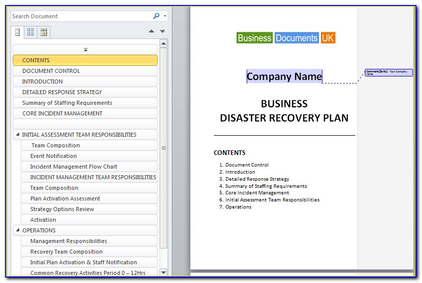 Simple Disaster Recovery Plan Template For Small Business Uk