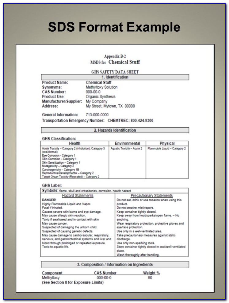 Simple Ghs Sds (msds) Template
