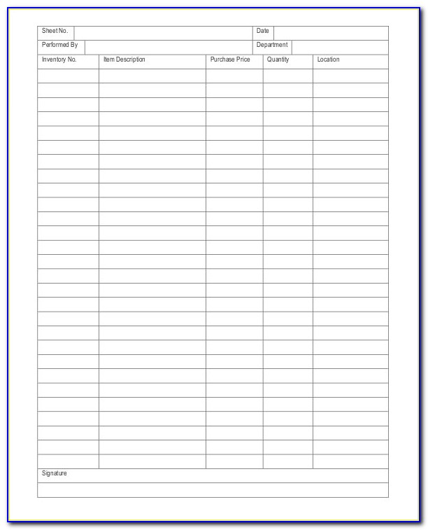 Simple Inventory Sheet Sample