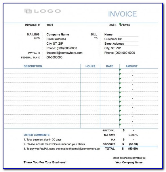 Simple Template For Invoicing