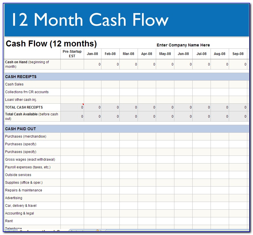 Small Business Cash Flow Projection Excel Template