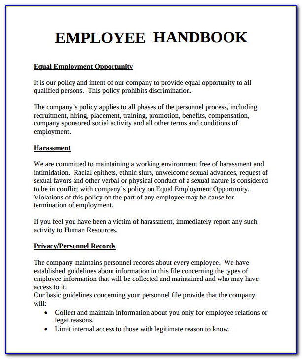 Small Business Employee Handbook Examples