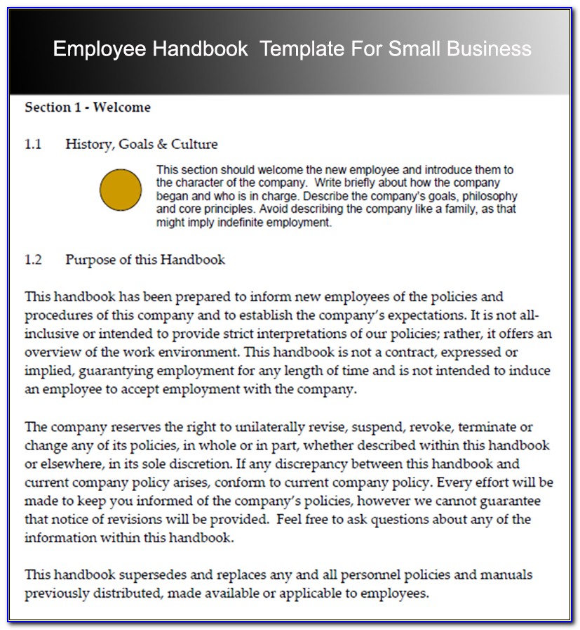 Small Business Employee Handbook Template Word