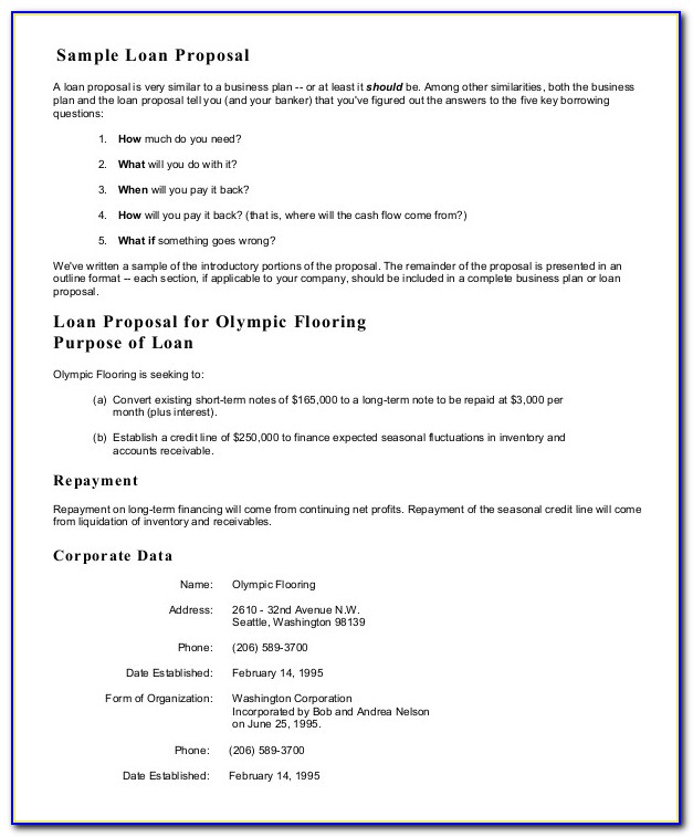 Small Business Loan Proposal Template