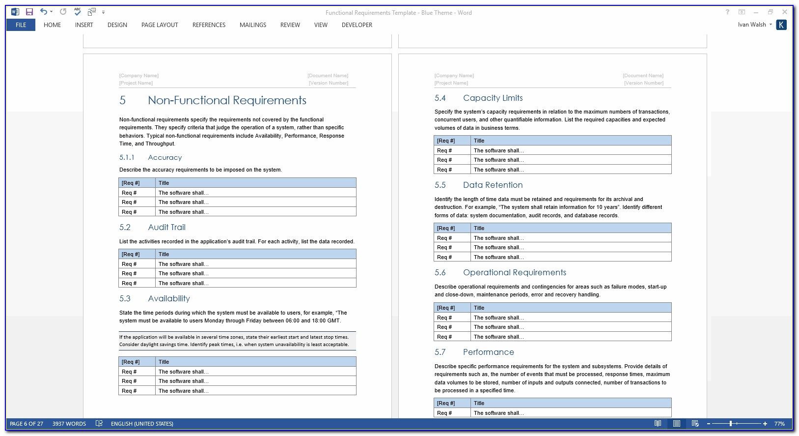 Software Functional Requirements Document Template