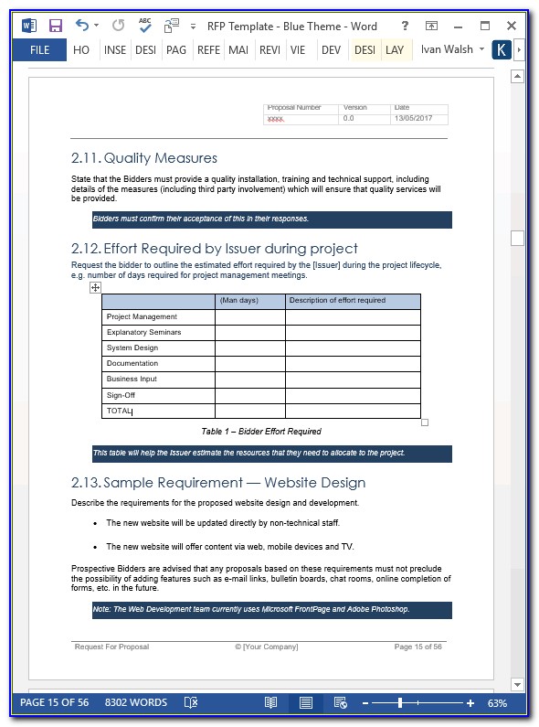 Software Rfp Template Free