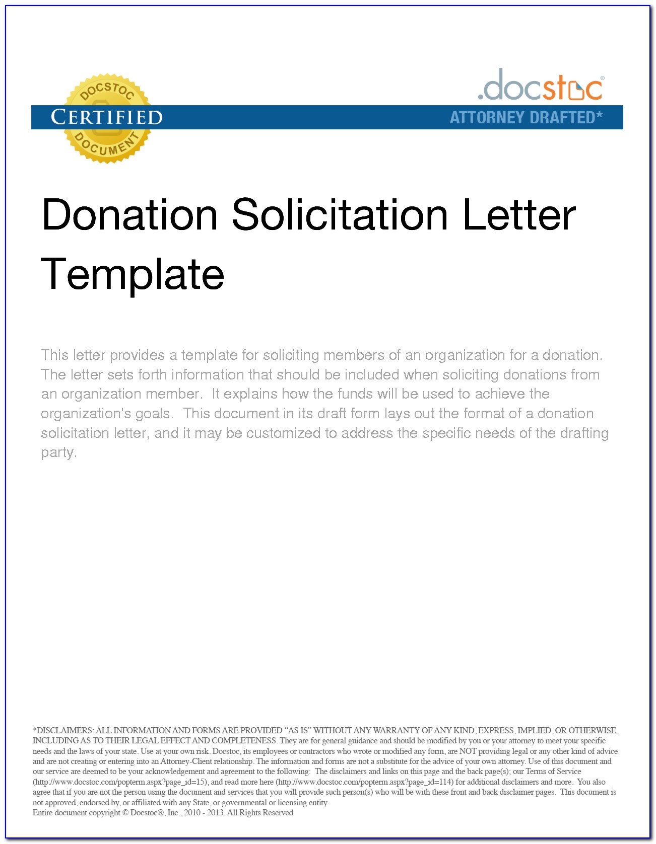 Solicitation Letter Template Donations