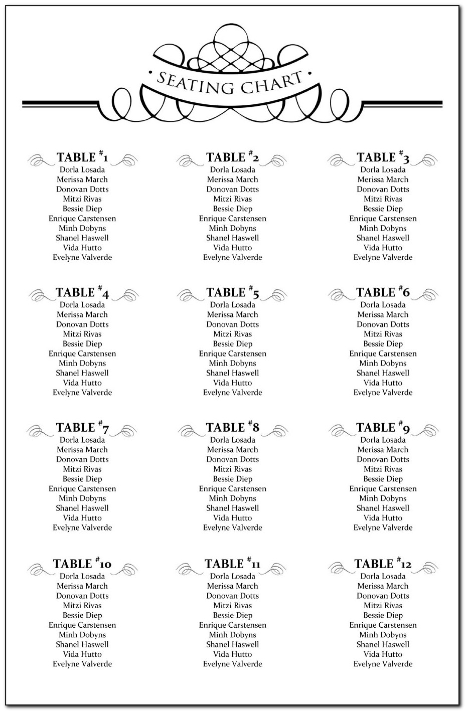 Table Seating Plan Template