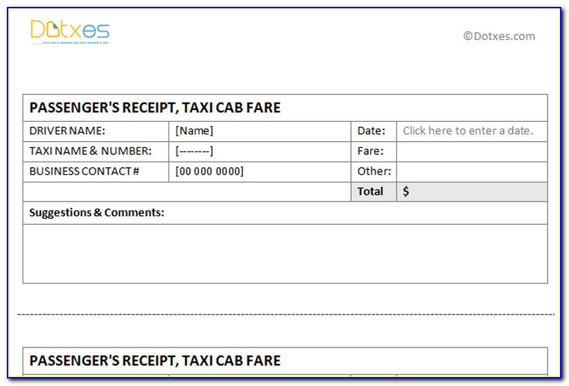 Taxi Invoice Format In Word