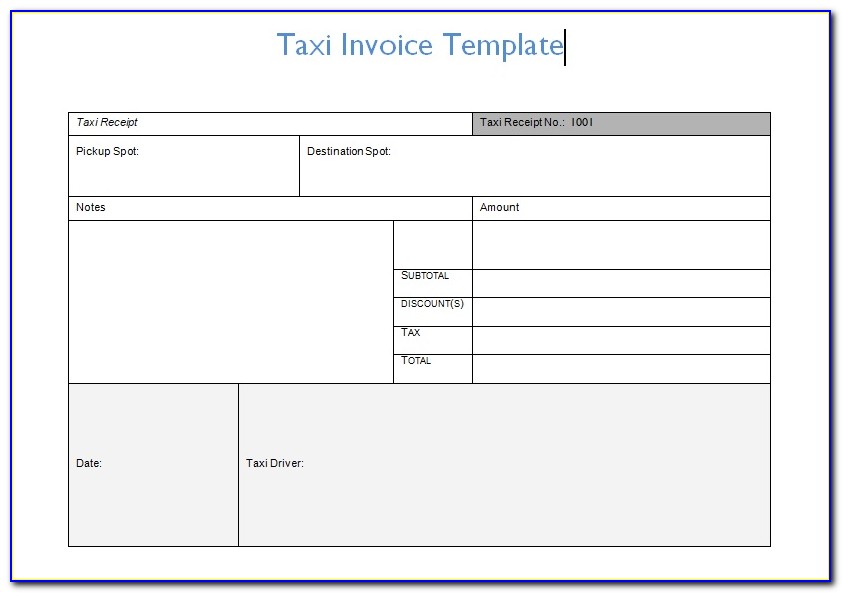 Taxi Invoice Template Uk