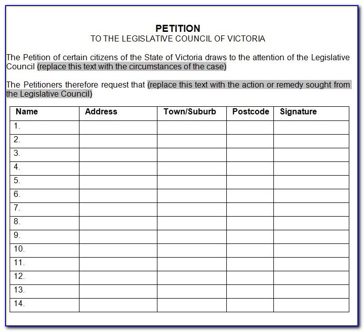 Template For Court Petition