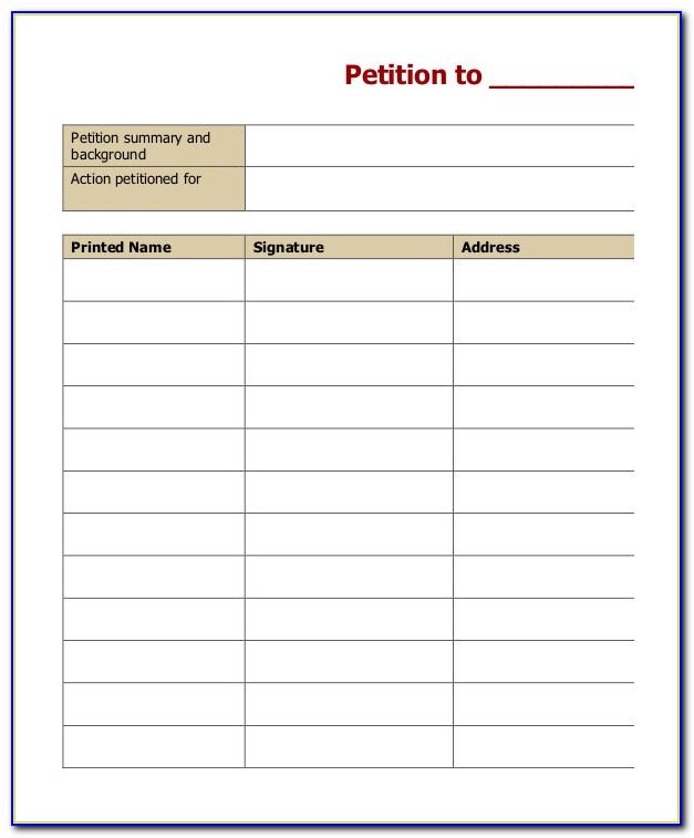 Template For Petition Form
