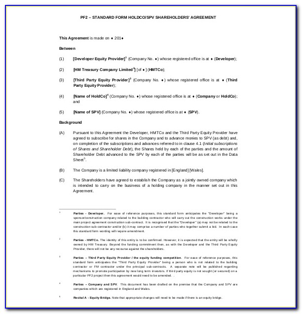 Template Shareholders Agreement South Africa