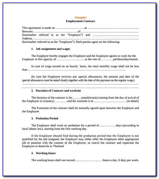 Temporary Employment Agreement Contract