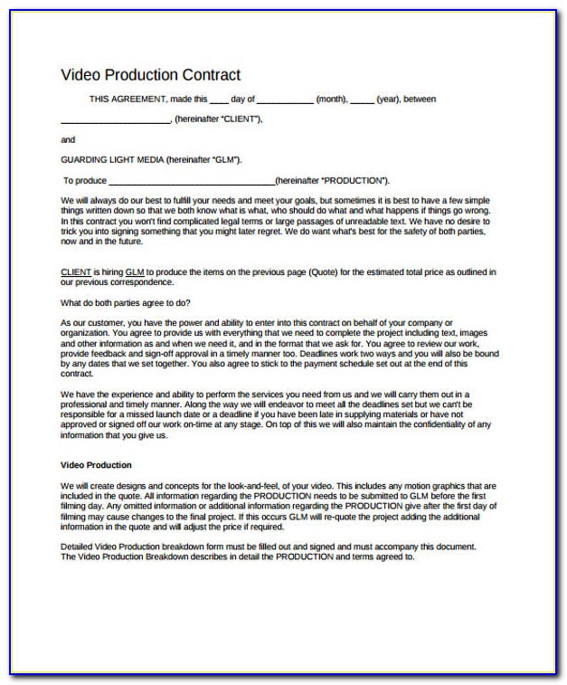 Tv Producer Contract Template