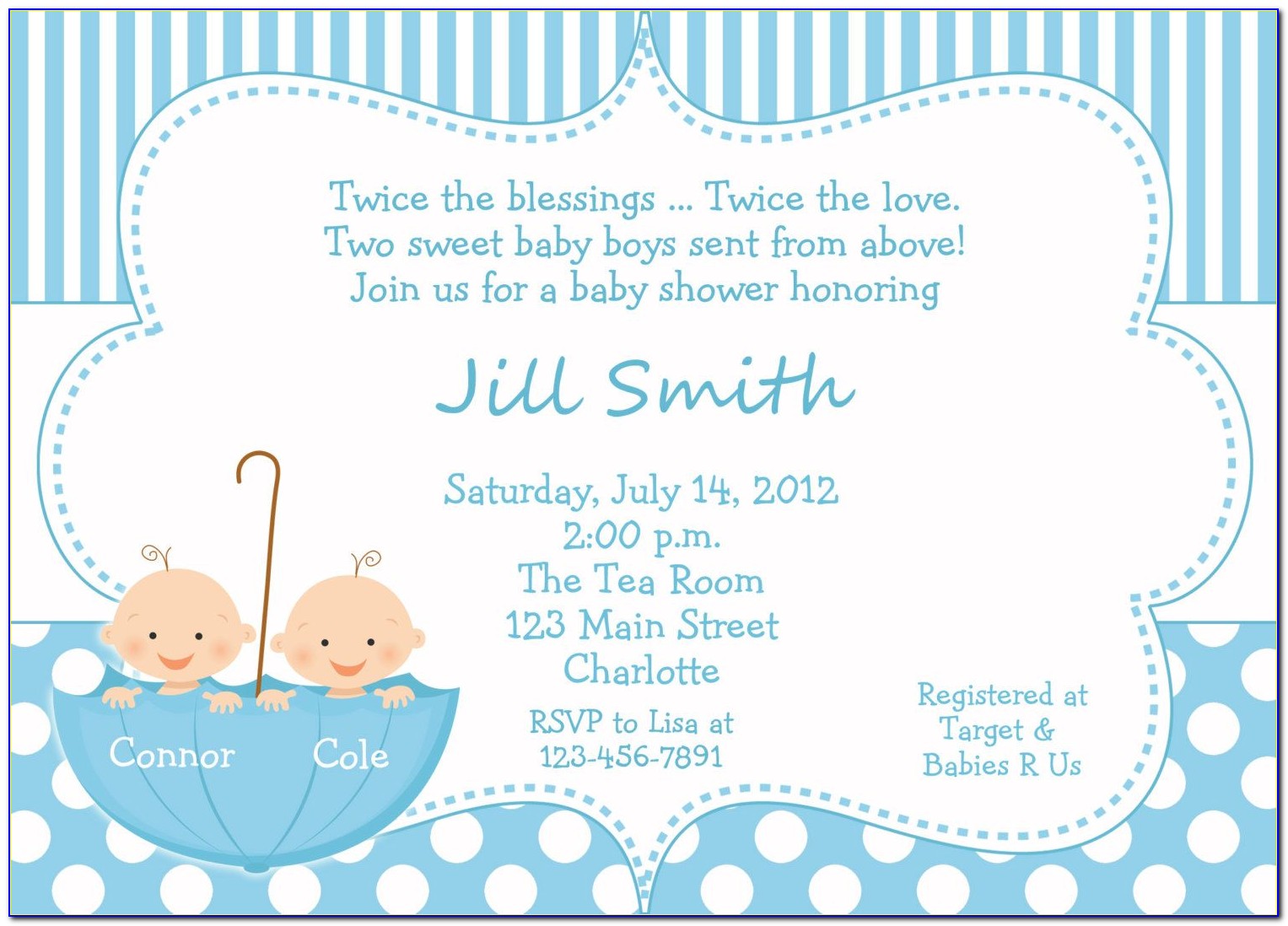Twin Baby Shower Invitation Templates Free