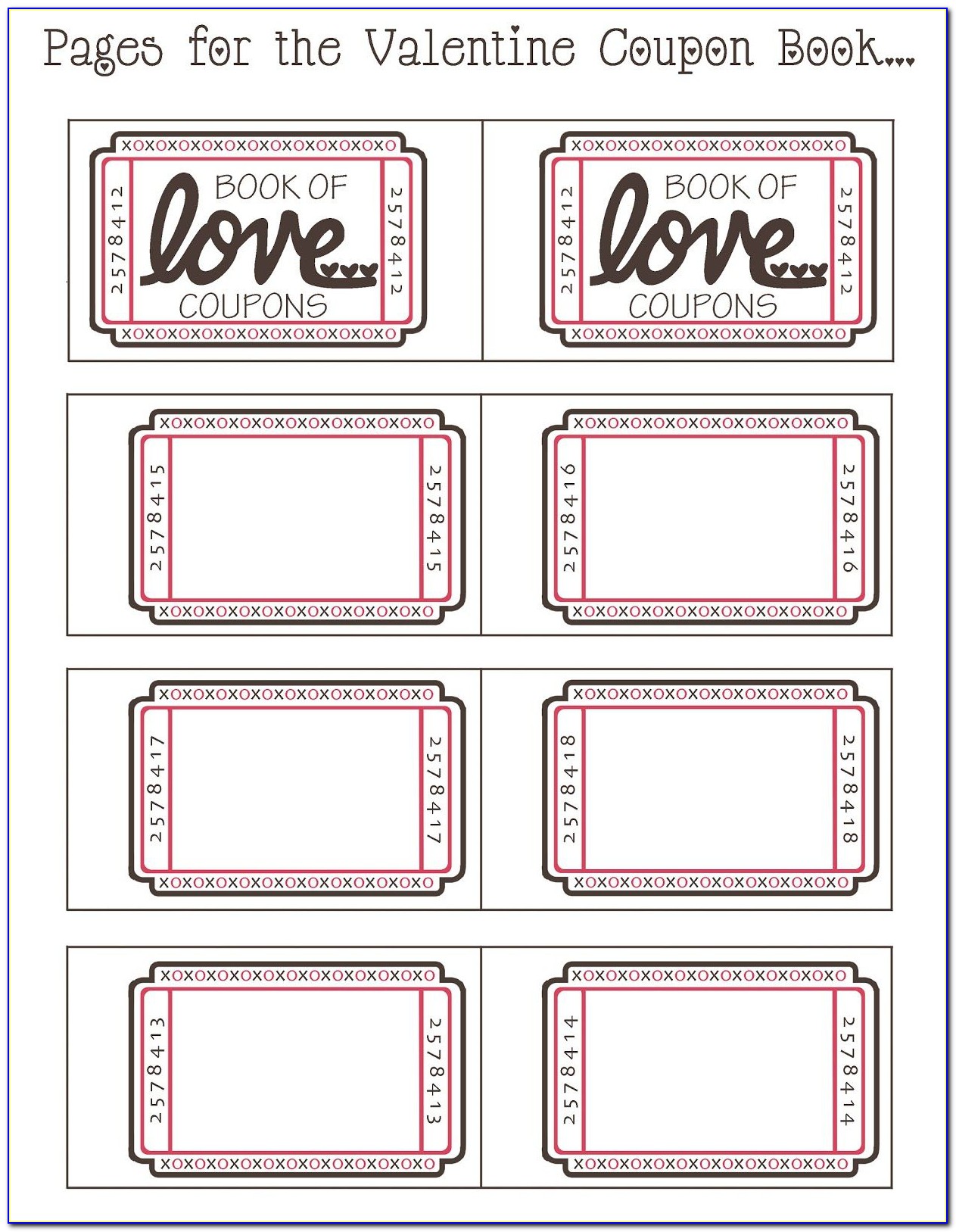 Valentines Coupon Book Template
