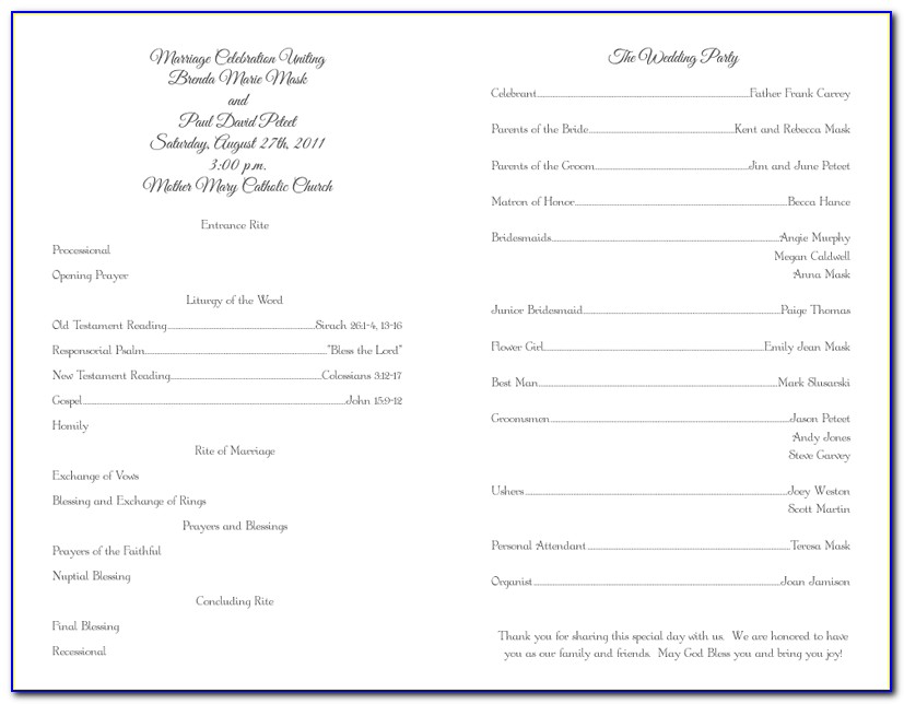 Wedding Ceremony Program Template Download