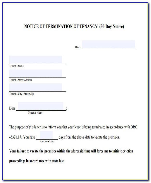 30 Day Eviction Notice Template South Africa