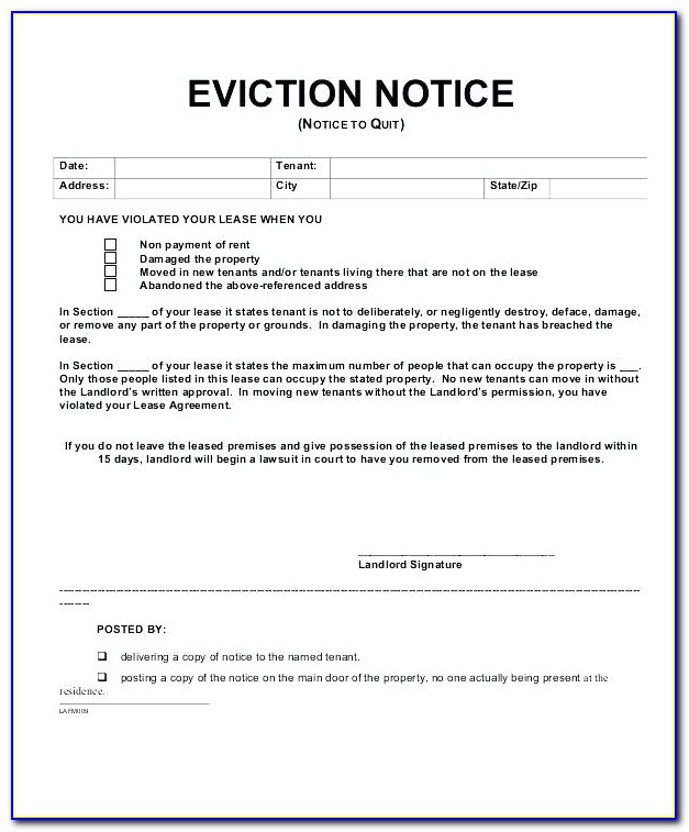 Apartment Eviction Notice Template