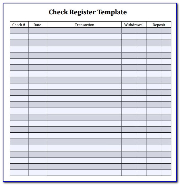 Bank Check Register Template