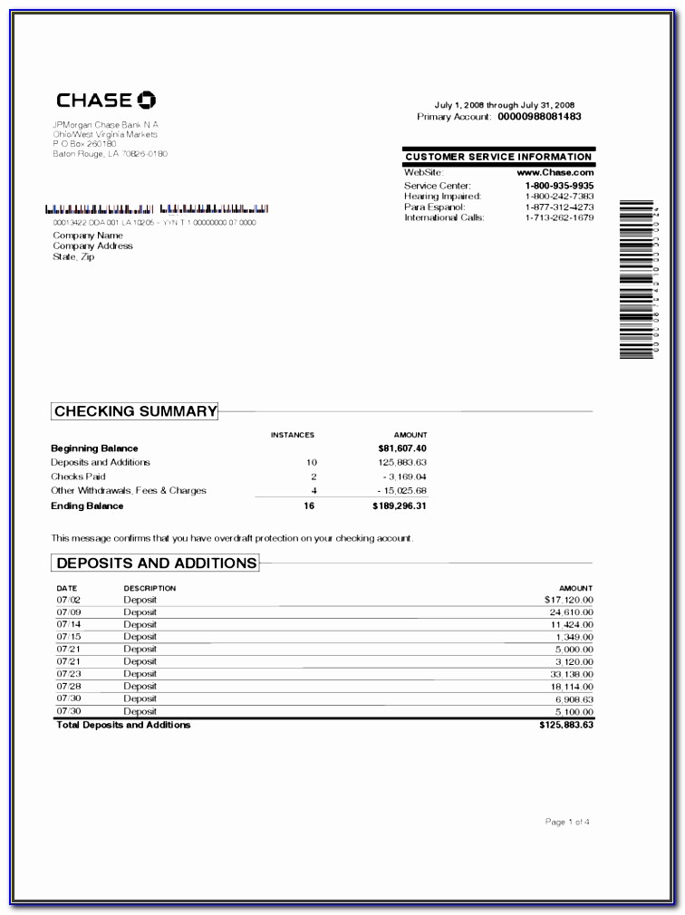 Bank Statement Template Doc