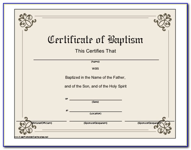 Baptism Certificate Template Word Free