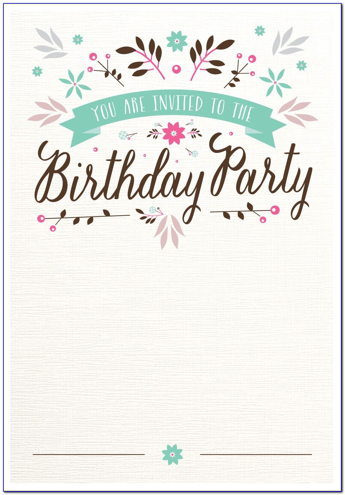 Birthday Invitation Editable Templates Word