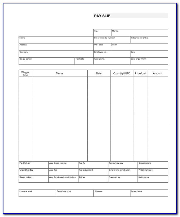 Blank Pay Stubs Template Free