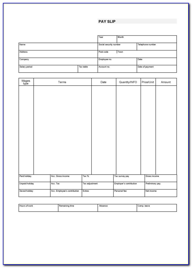 Blank Pay Stubs Template Word