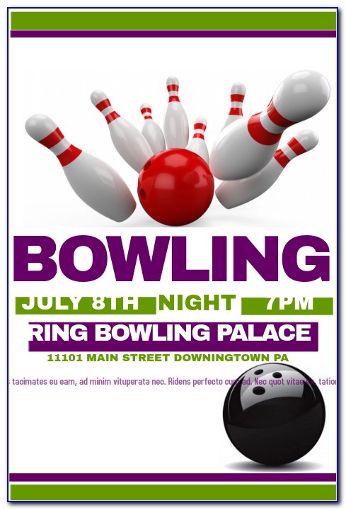 Bowling Birthday Party Flyer Template Free
