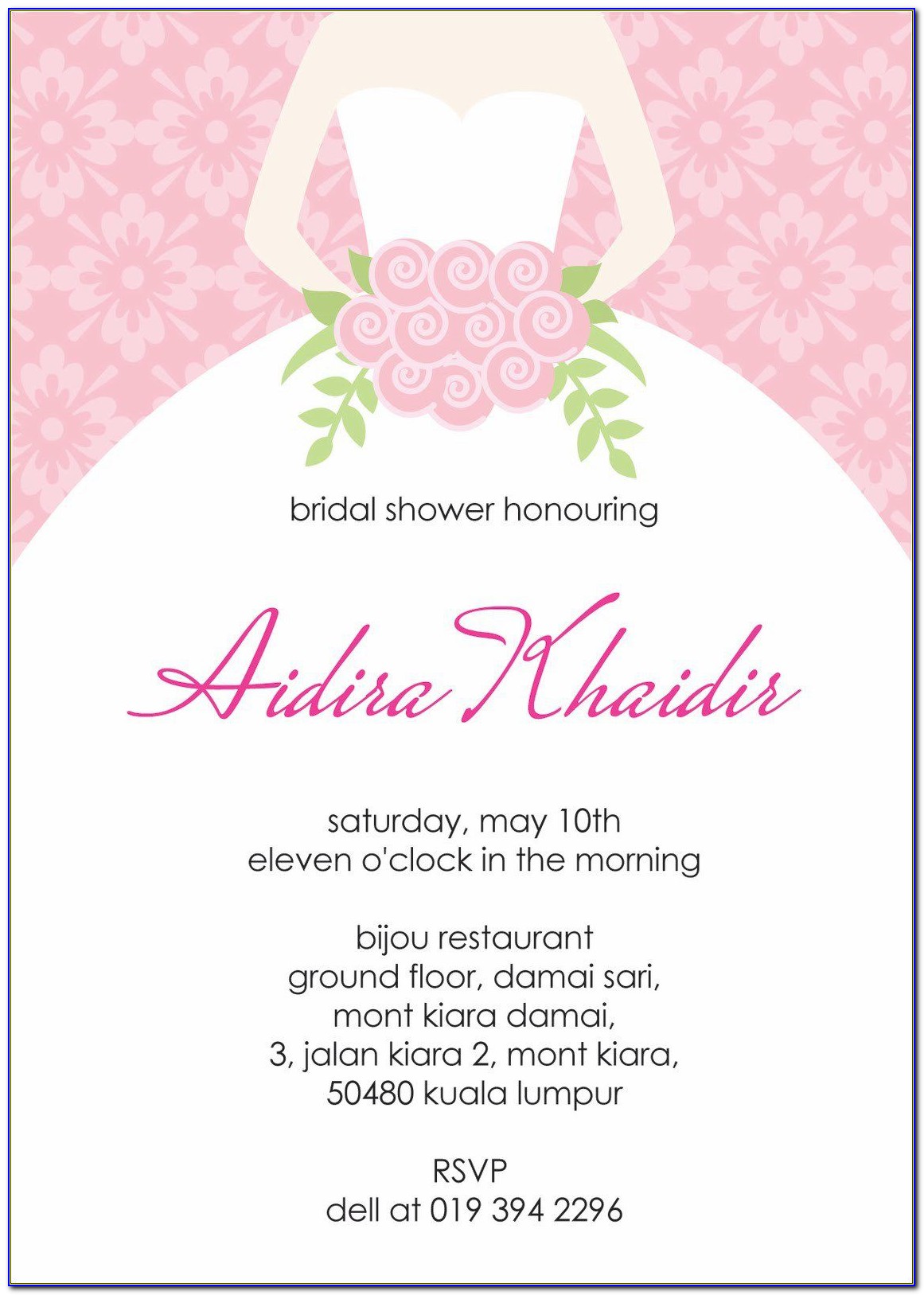 Bridal Shower Invitation Template Email