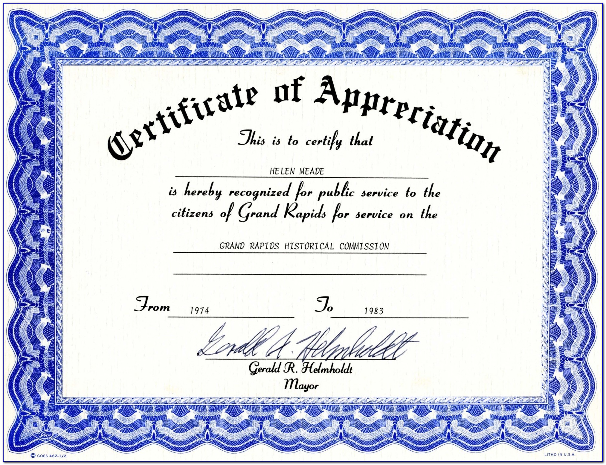 Appreciation Certificate Templates Free Download