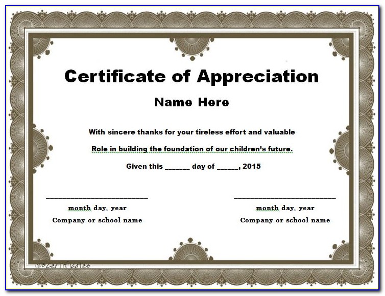 Certificate Of Recognition Template Free