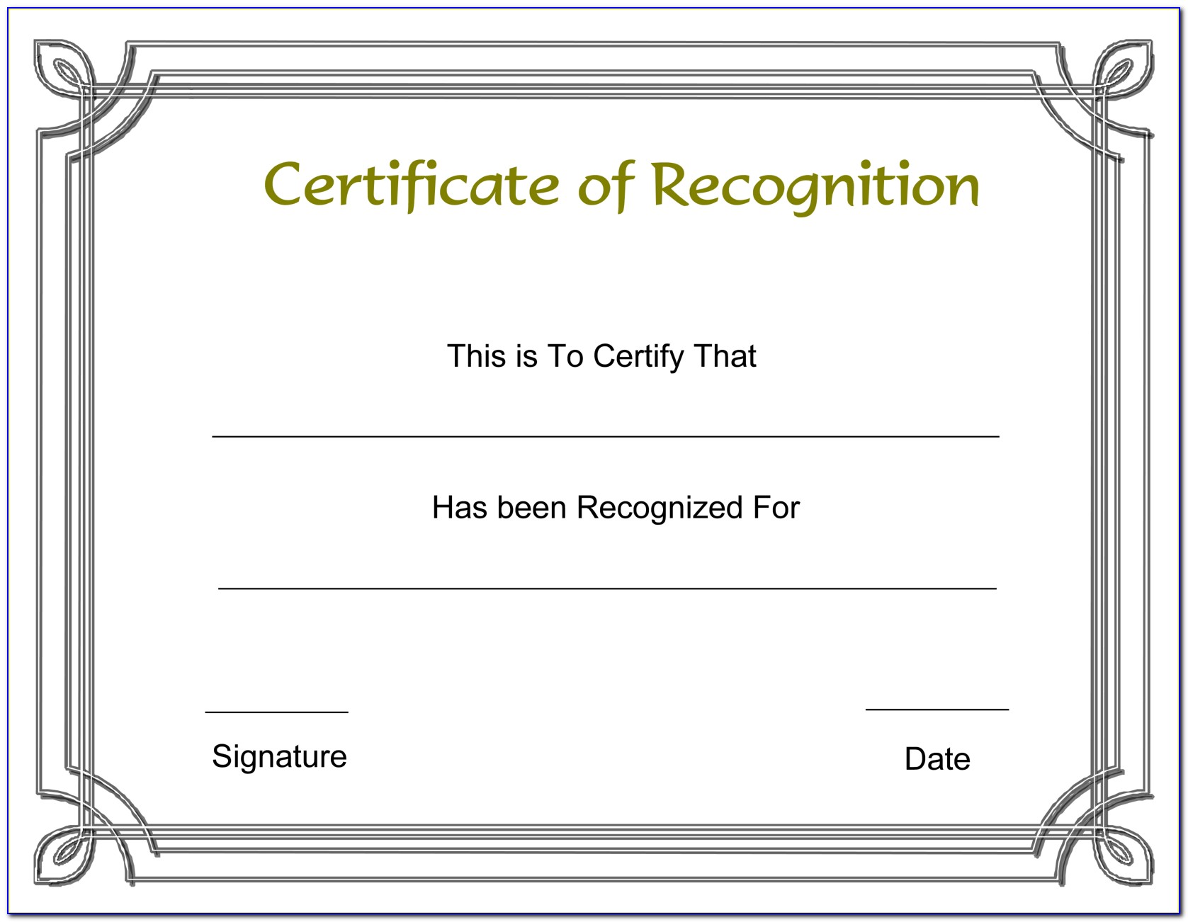 Certificate Of Recognition Templates Free Download