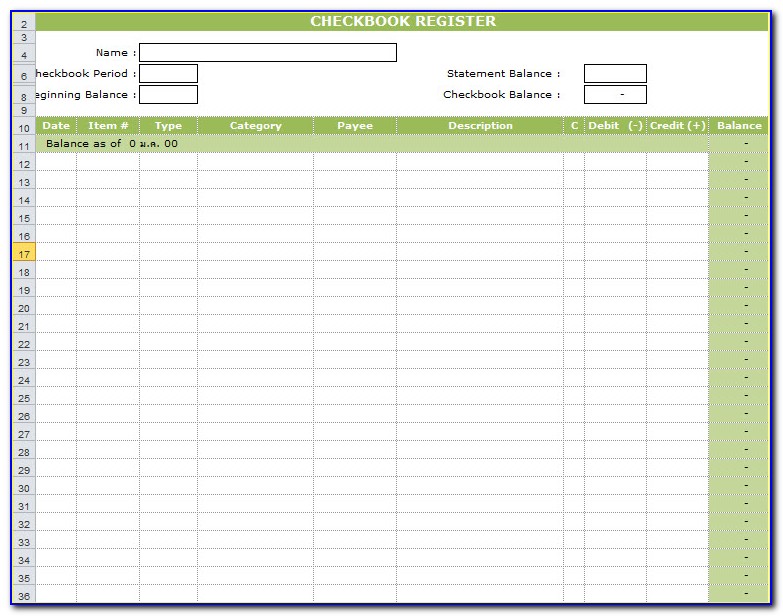 Checkbook Register Template Printable Free