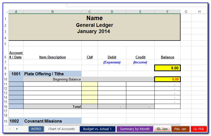 Church Tithing Records Template Excel