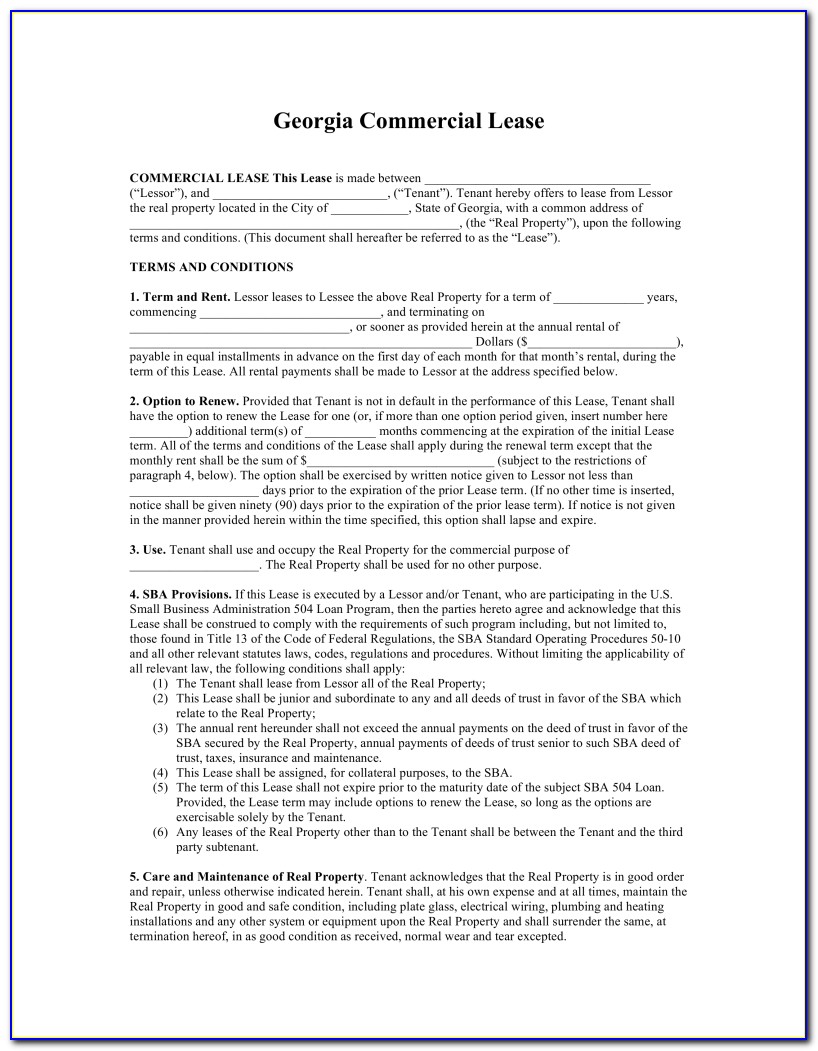 Commercial Lease Agreement Template Free Download