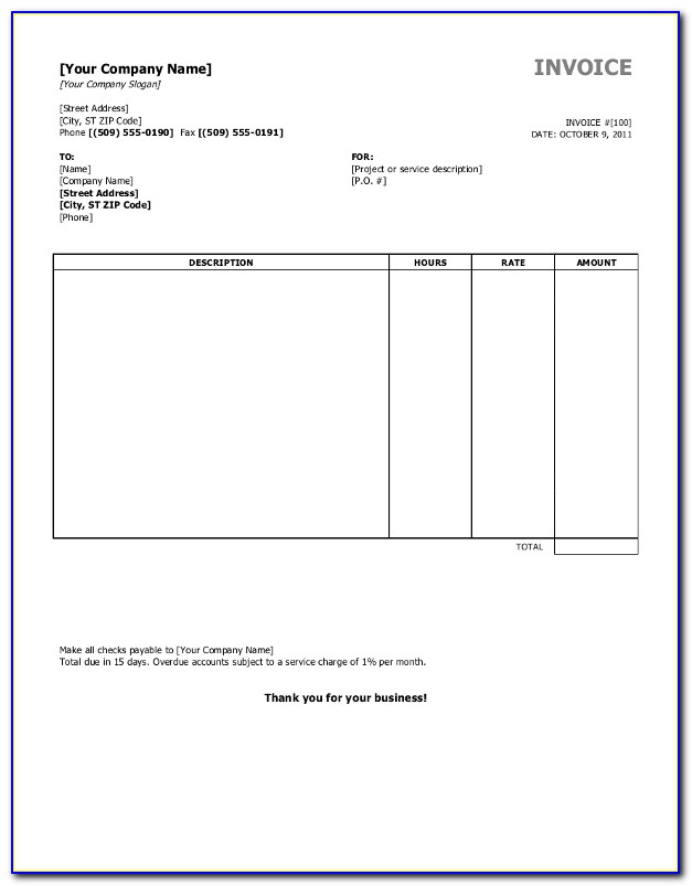 Computer Invoice Template Word Free Download