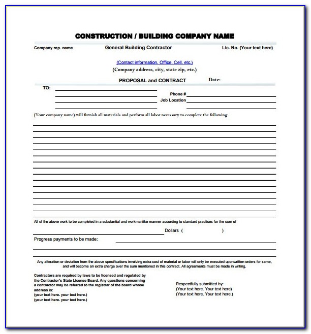 Construction Job Proposal Template Free