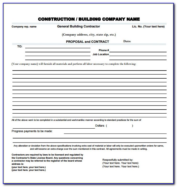 Construction Proposal Template Word