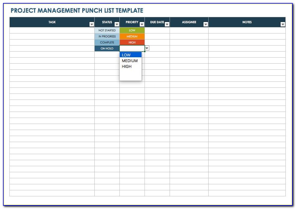 Construction Punch List Template Free