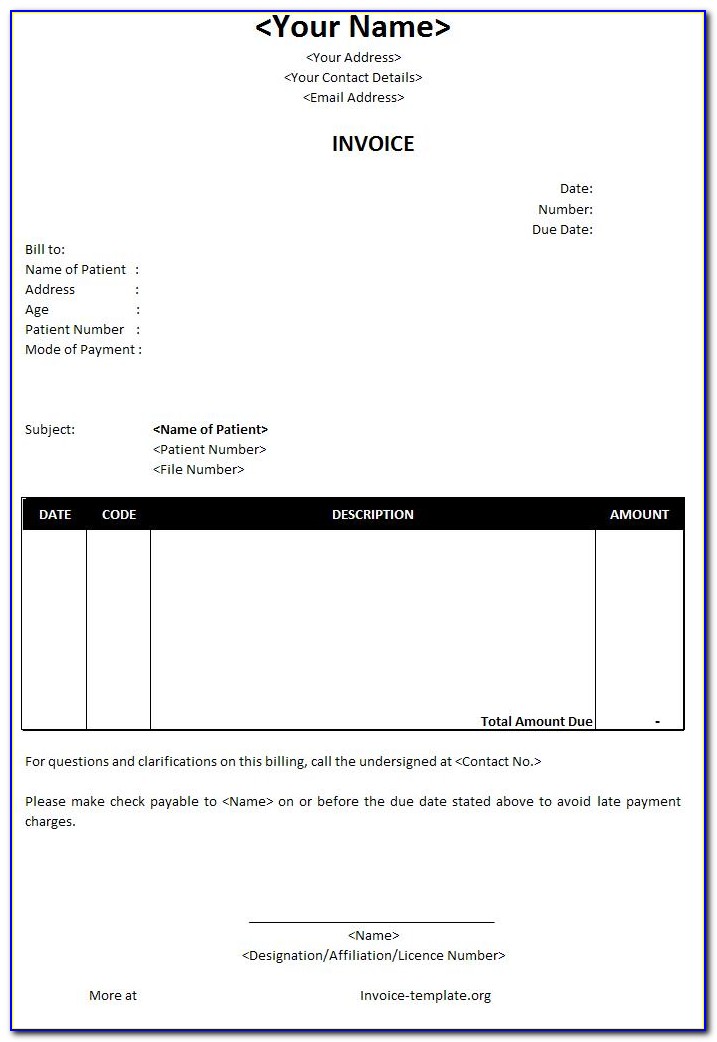 Doctor Invoice Template Free