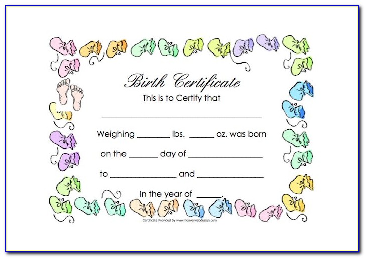 Doll Birth Certificate Template Free