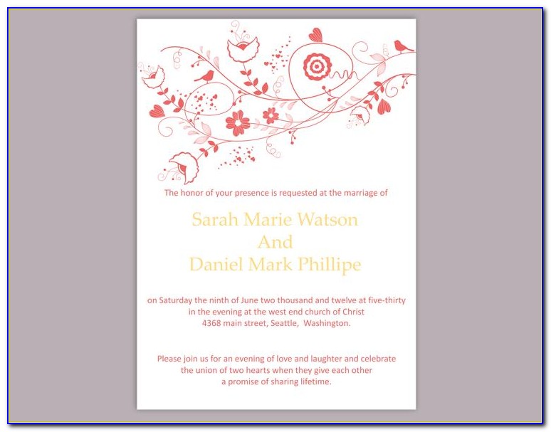 Editable Wedding Invitation Templates Free Download Pdf