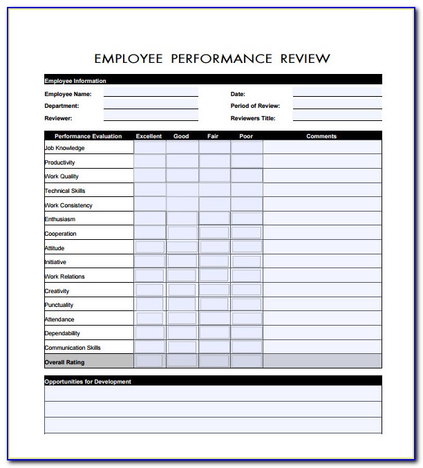 Employee Performance Reviews Sample Templates